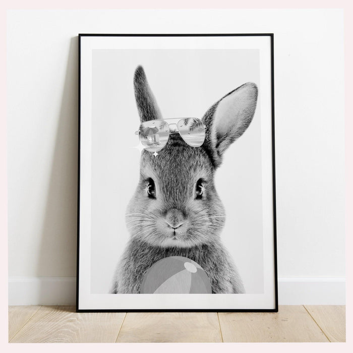 Safari animals nursery prints set of 3, black and white minimalist wall art, kids playroom decor, rabbit nursery decor, printable, baby gift