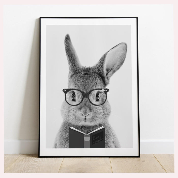 Safari animals nursery prints set of 3, black and white minimalist wall art, kids playroom decor, rabbit nursery decor, printable, baby gift