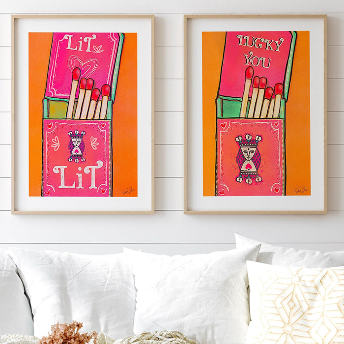 Retro trendy aesthetic wall art, trendy retro wall print | colorful wall art | orange and pink poster | lucky you wall art,risograph digital