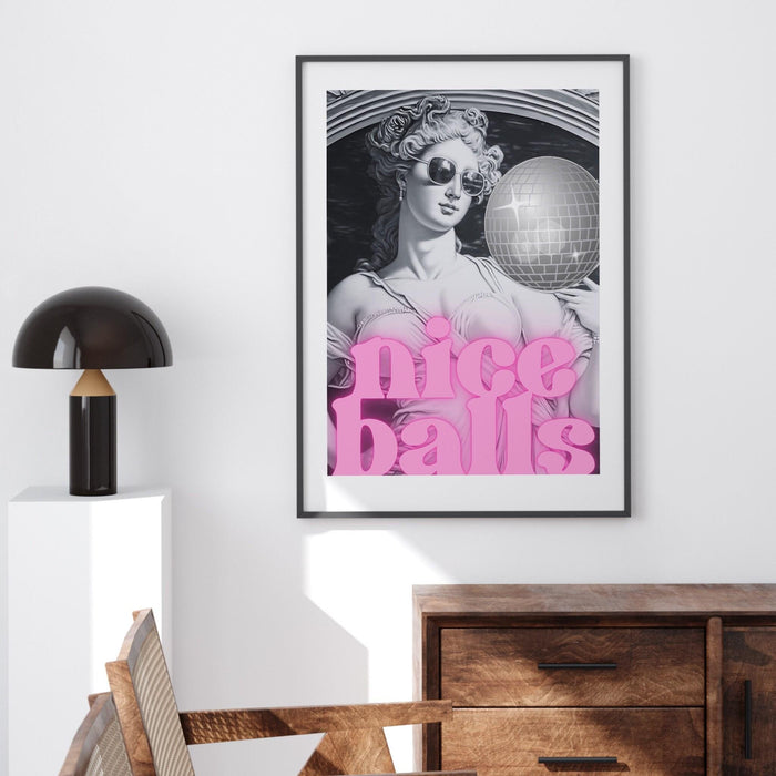Retro wall art | funny print | black and white wall art | girly print | disco ball girls drinking poster | trendy dorm room decor printables