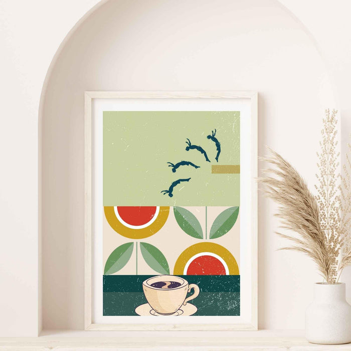 Retro art, coffee print, coffee poster, coffee wall art, coffee gifts, coffee lovers gift, syfi,retro decor