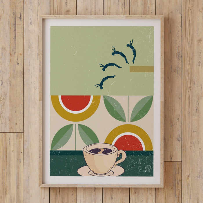 Retro art, coffee print, coffee poster, coffee wall art, coffee gifts, coffee lovers gift, syfi,retro decor