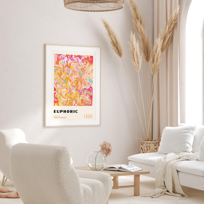 Psychadelic digital download, 70s style poster, 60s flower print, orange pink decor, dork room wall art, trendy wall art, retro wall decor