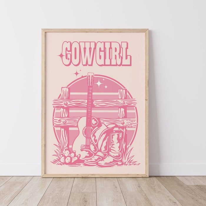 Pink rodeo poster print, preppy western wall art, cowgirl poster, pink cowboy boots, printable poster, preppy decor, trendy wall art prints
