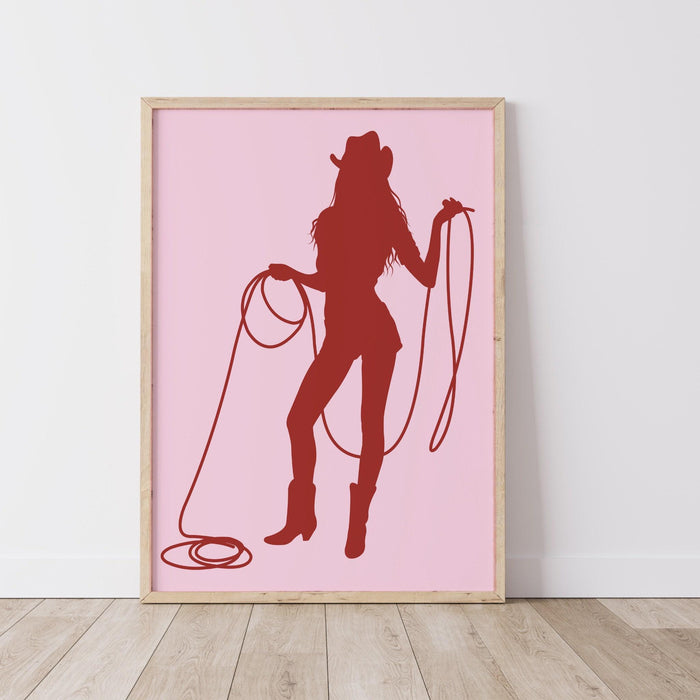 Pink rodeo poster print, preppy western wall art, cowgirl poster, pink cowboy boots, printable poster, preppy decor, trendy wall art prints