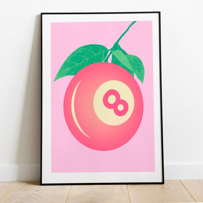 Pink preppy wall art 8 ball, digital print, preppy art, preppy poster print, preppy room decor, college room decor, minamalist wall decor