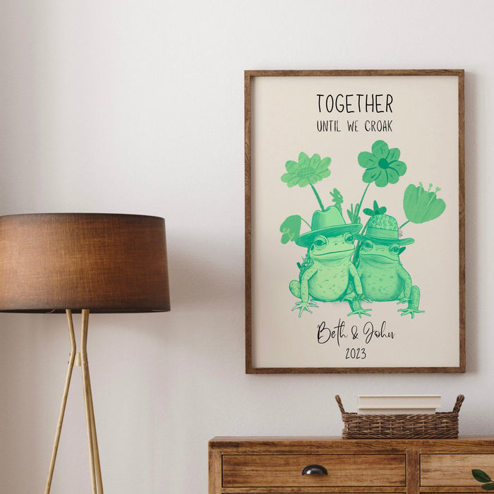 Personalized print, custom couple names friend print personalised couples art, wedding anniversary gift, engagement trendy retro digital