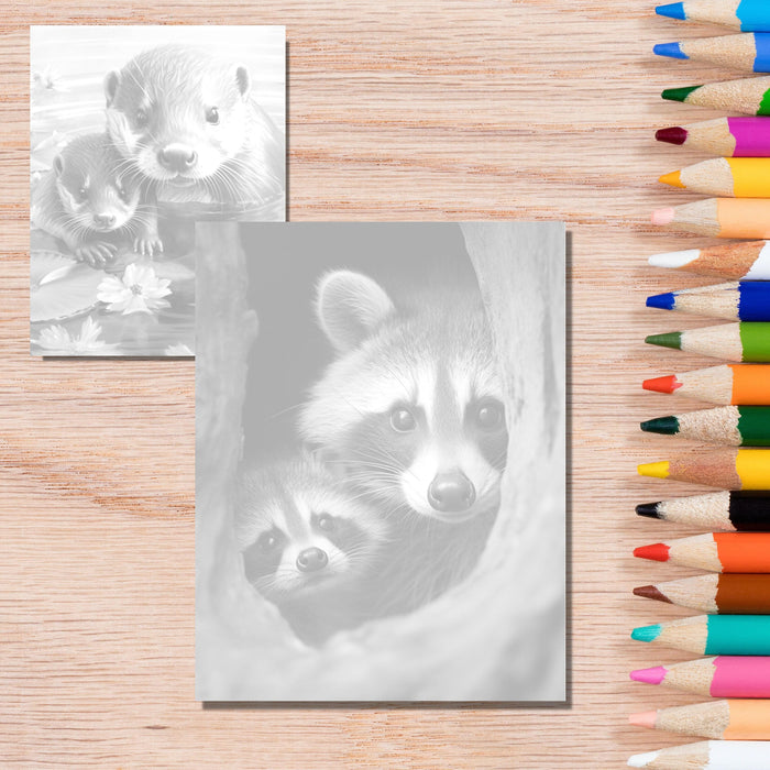 Mother love animals | printable adult grayscale colouring book pages | set of 20 printable coloring in pages instant digital download pdf