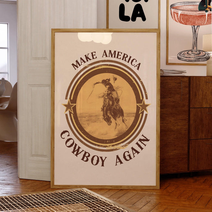 Make america cowboy again digital download print cowboy western wall decor boy dorm room decor cowgirl digital download aesthetic printable