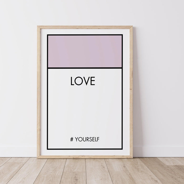 Love yourself trendy retro wall art set of 3 card art aesthetic print love self help poster pink prints wall art minimalist digital art
