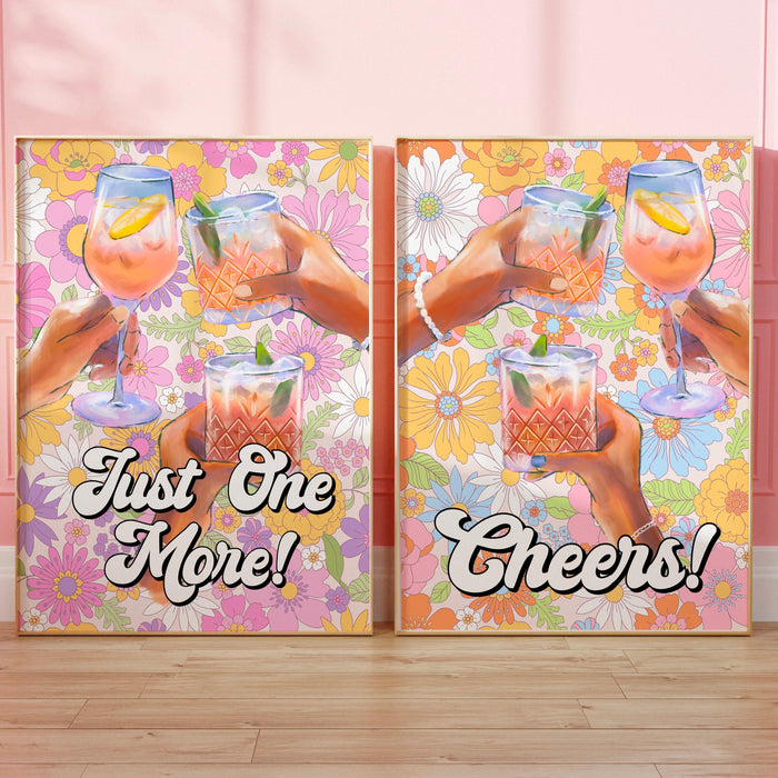 Just one more, digital download, martini art-retro print-cheers art print-trendy art-70s art print-girly-cocktail art -preppy bar cart art