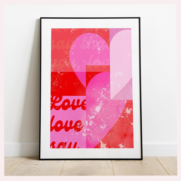 Hot pink wall art set of 6 prints | set of 6 pink prints | over sofa prints | pink abstract print set | pink poster set | hot pink gallery