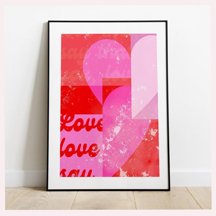 Hot pink wall art set of 6 prints | maximalist decor | over sofa prints | pink abstract print set | preppy wall art | hot pink gallery