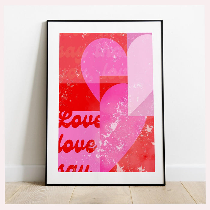 Hot pink wall art set of 6 prints | maximalist decor | over sofa prints | pink abstract print set | preppy wall art | hot pink gallery