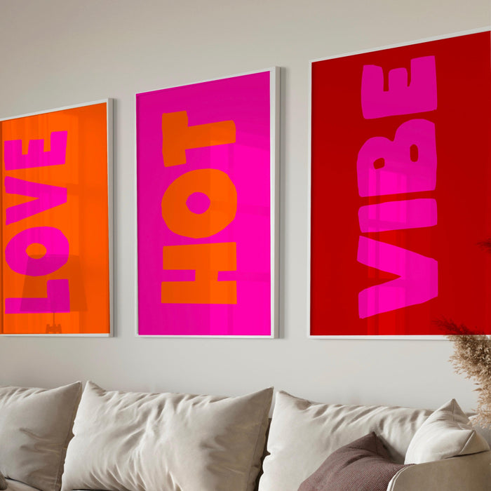 Hot pink orange poster, maxximalist large pink wall art, digital artwork,printable, girly dorm room art trendy retro digital download
