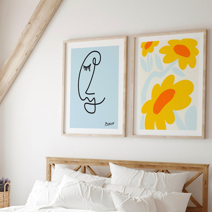 Gallery wall set of 3 prints,picasso print, flower market print,yayoi kusama poster,matisse cut out,trendy wall art,digital download,orange