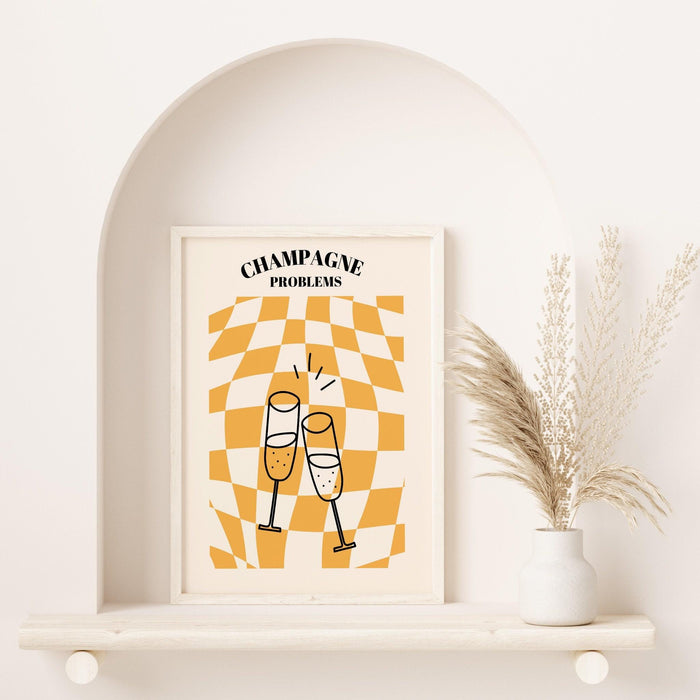 Funky champagne problems cocktail art, y2k art print, digital download printable, girly wall art, preppy wall art, bar cart, dorm room decor