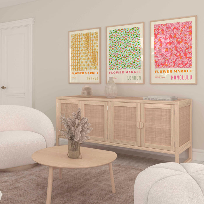 Flower market print, set of 9, botanical wall art, floral drawing posters, custom wall art set, paris, london print, digital download prints