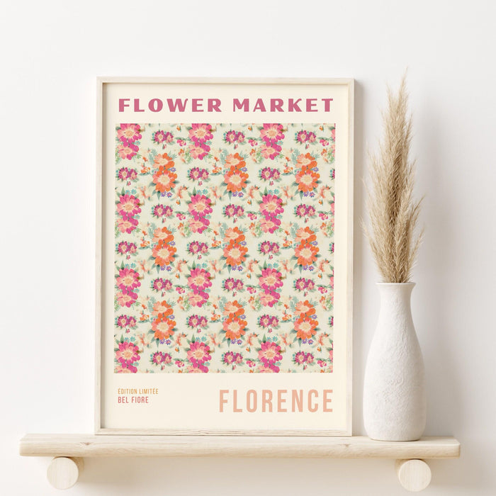 Flower market print, botanical wall art, floral drawing posters, florence wall art, florence print, digital download prints, flower market