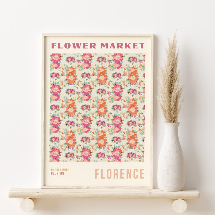 Flower market print, botanical wall art, floral drawing posters, florence wall art, florence print, digital download prints, flower market