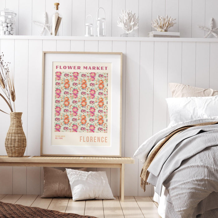 Flower market print, botanical wall art, floral drawing posters, florence wall art, florence print, digital download prints, flower market