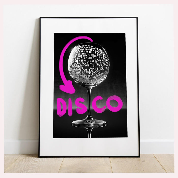 Fashion girl print | disco print | girls drinking print | fashion wall art | stylish wall art | black and white art | funky prints | bar art