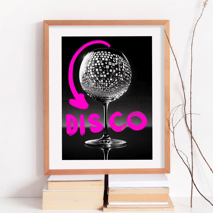 Fashion girl print | disco print | girls drinking print | fashion wall art | stylish wall art | black and white art | funky prints | bar art