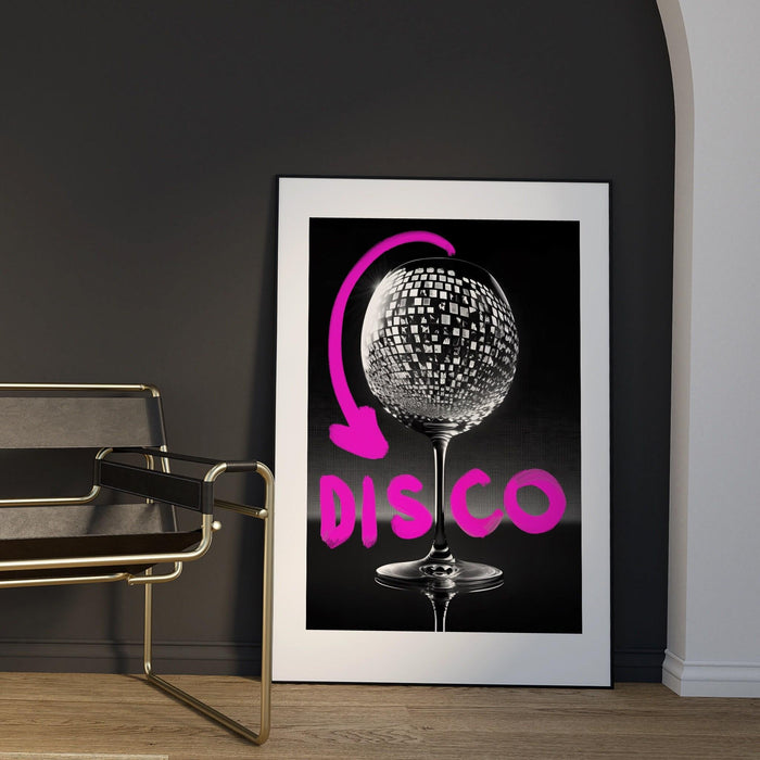 Fashion girl print | disco print | girls drinking print | fashion wall art | stylish wall art | black and white art | funky prints | bar art