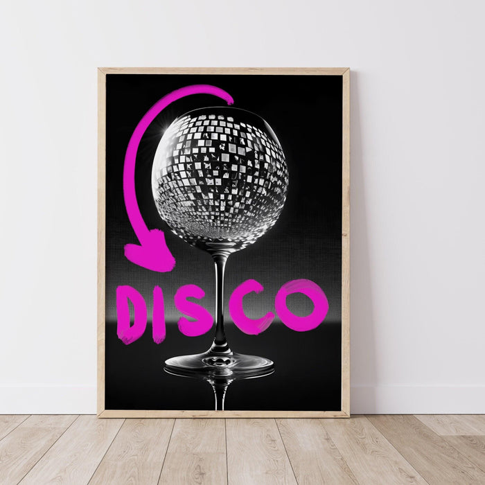 Fashion girl print | disco print | girls drinking print | fashion wall art | stylish wall art | black and white art | funky prints | bar art