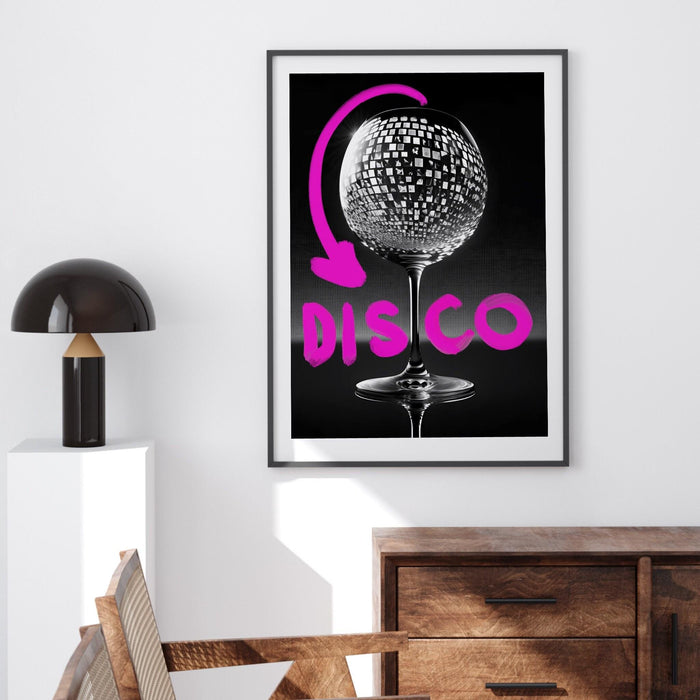 Fashion girl print | disco print | girls drinking print | fashion wall art | stylish wall art | black and white art | funky prints | bar art