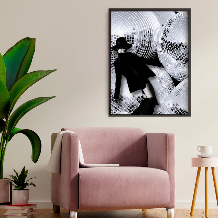 Fashion girl print | disco print | girls drinking print | fashion wall art | stylish wall art | black and white art | funky prints