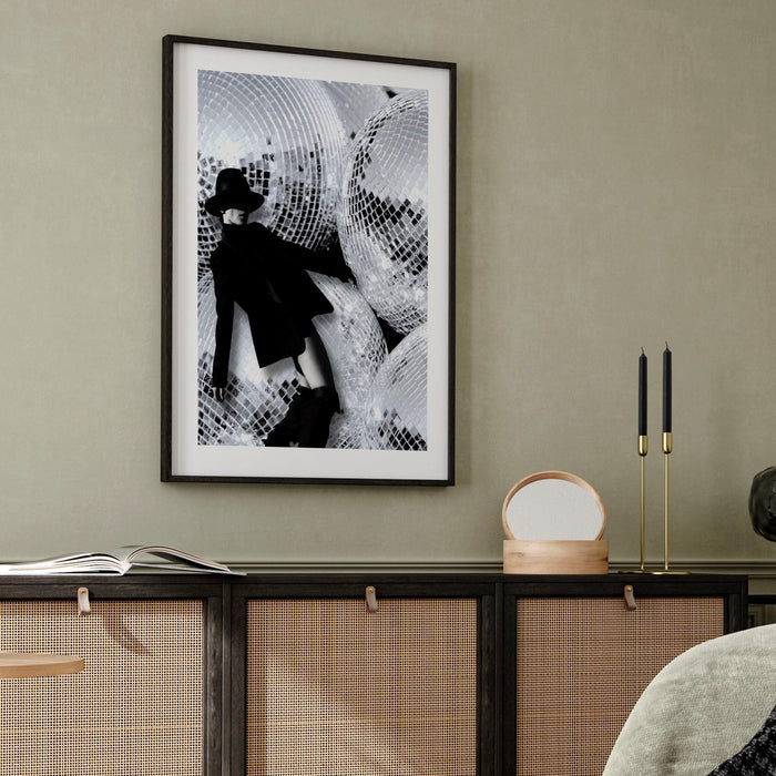 Fashion girl print | disco print | girls drinking print | fashion wall art | stylish wall art | black and white art | funky prints