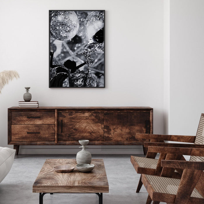 Fashion girl print | disco print | girls drinking print | fashion wall art | stylish wall art | black and white art | funky prints