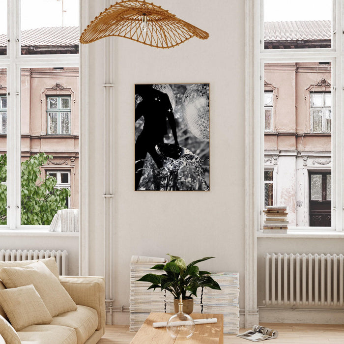 Fashion girl print | disco print | girls drinking print | fashion wall art | stylish wall art | black and white art | funky prints