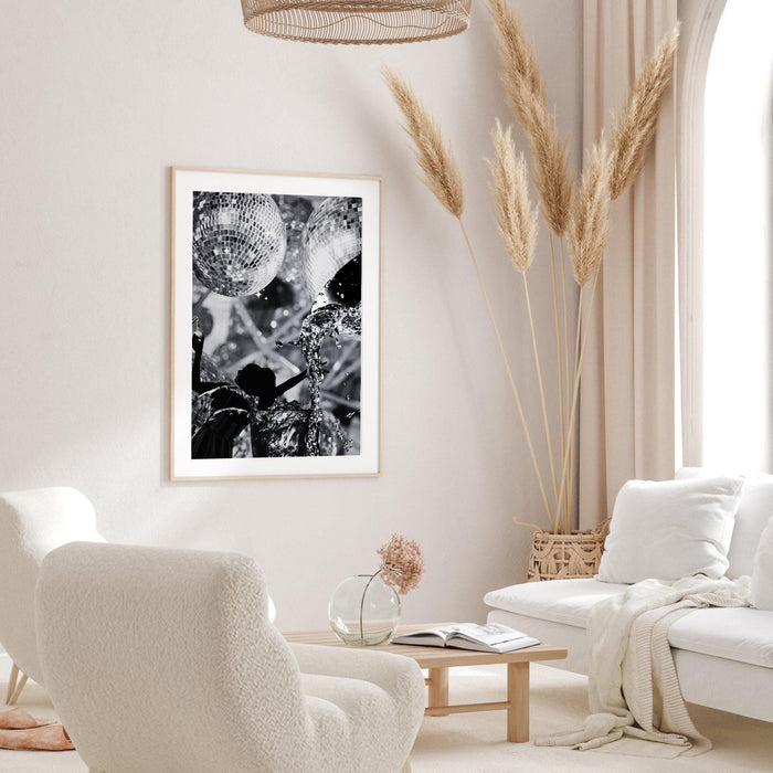 Fashion girl print | disco print | girls drinking print | fashion wall art | stylish wall art | black and white art | funky prints