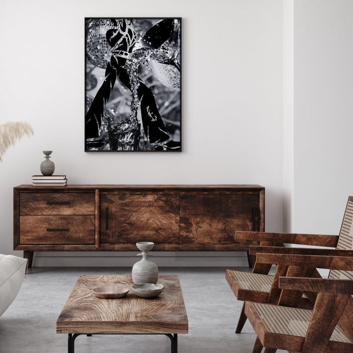 Fashion girl print | disco print | girls drinking print | fashion wall art | stylish wall art | black and white art | funky prints