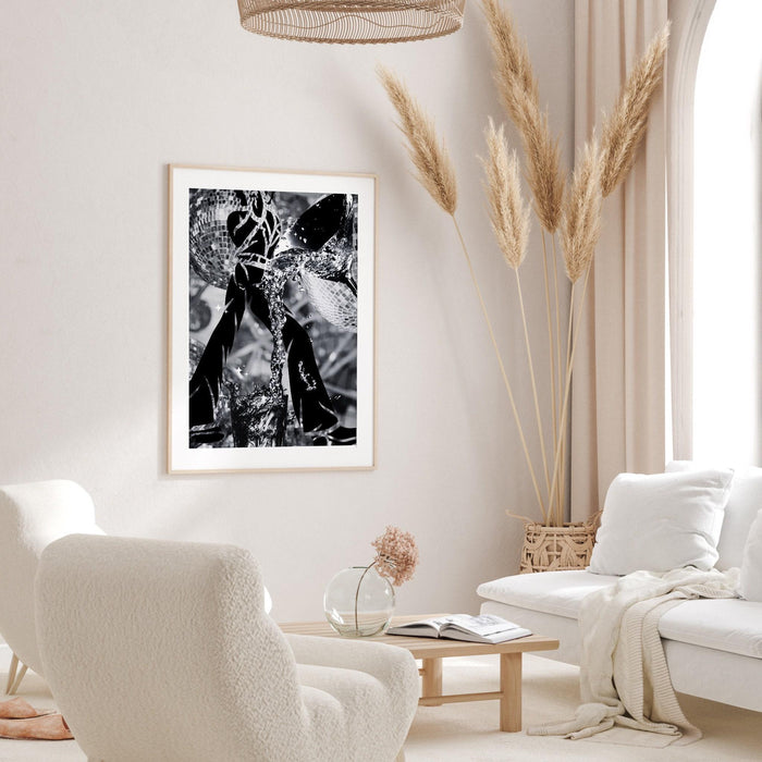 Fashion girl print | disco print | girls drinking print | fashion wall art | stylish wall art | black and white art | funky prints