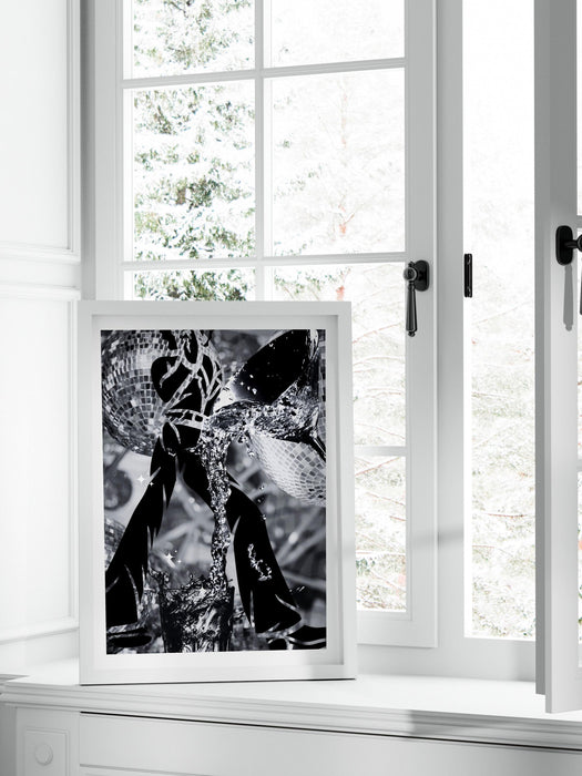 Fashion girl print | disco print | girls drinking print | fashion wall art | stylish wall art | black and white art | funky prints