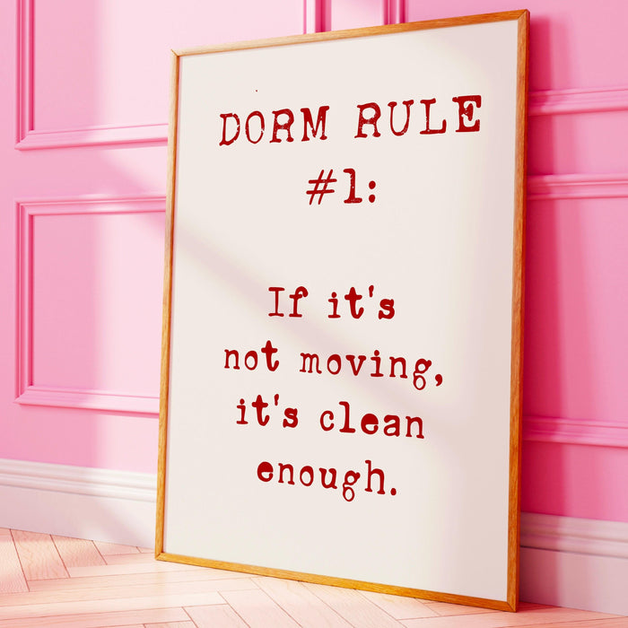 Dorm rule # 1 funny poster trendy retro red wall art digital artwork printable aesthetic dorm room graduation gift for him digital download