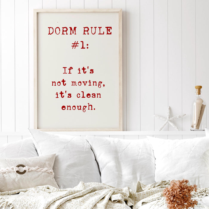 Dorm rule # 1 funny poster trendy retro red wall art digital artwork printable aesthetic dorm room graduation gift for him digital download