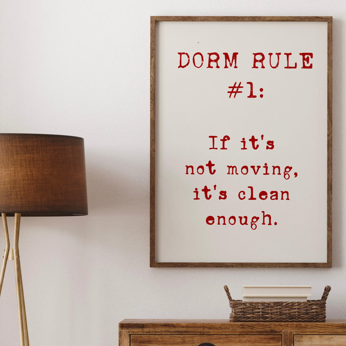 Dorm rule # 1 funny poster trendy retro red wall art digital artwork printable aesthetic dorm room graduation gift for him digital download