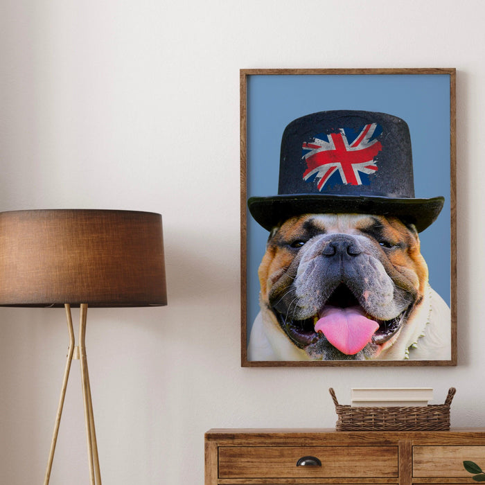 Dog print, english bulldog picture, dog wall art, bulldog gifts, funny dog print, gift for pet lovers, dog portrait, game room wall decor