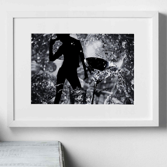 Disco dancing, apartment gallery wall, trendy bar cart art, set of 5, aesthetic print, disco poster,black  white prints, digital art