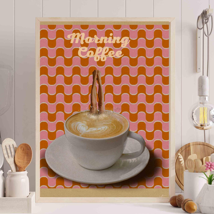 Coffee print, drink poster, modern kitchen decor, retro poster, pop art, kitchen art, exhibition poster, illustration, coffee lover