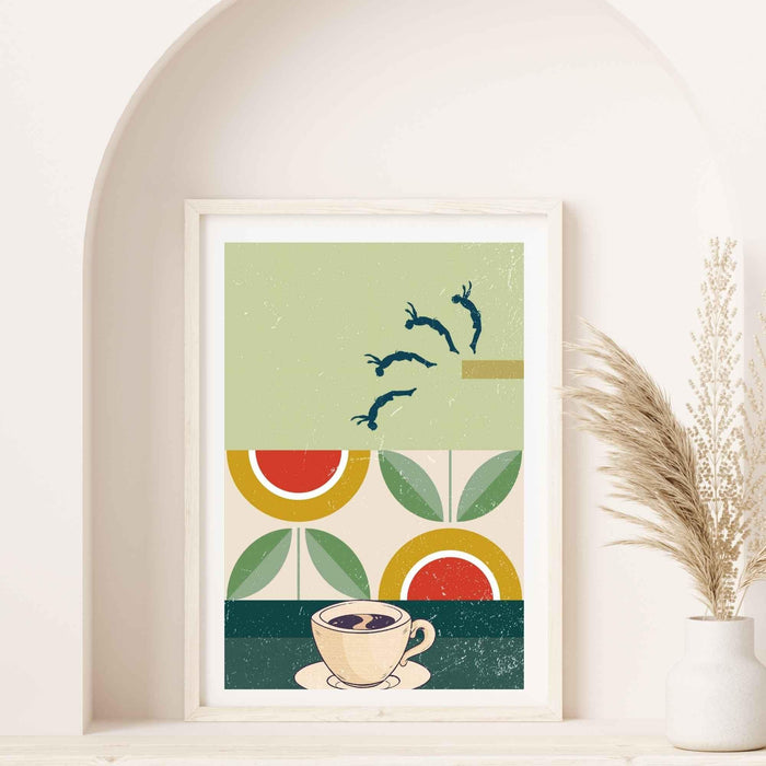 Coffee print, drink poster, modern kitchen decor, retro poster, pop art, kitchen art, exhibition poster, illustration, coffee lover