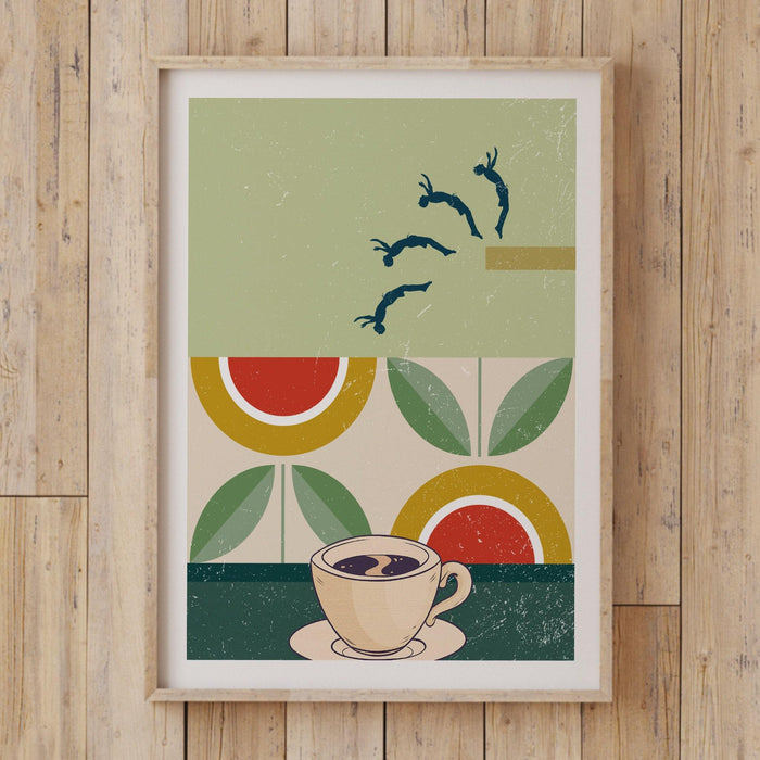 Coffee print, drink poster, modern kitchen decor, retro poster, pop art, kitchen art, exhibition poster, illustration, coffee lover