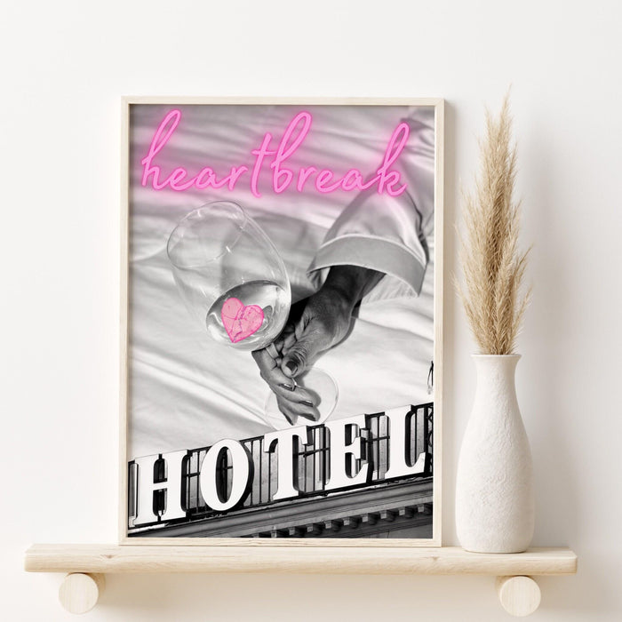 Black and white trendy retro wall art, trendy aesthetic print, black and white wall decor, pink print, funny art, minimalist, digital art