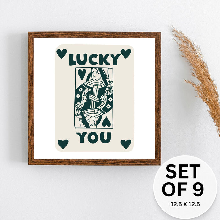 12.5" x 12.5" green and beige neutral poster, trendy retro wall art, set of 9,trendy aesthetic print,lucky you poster,boho digital art
