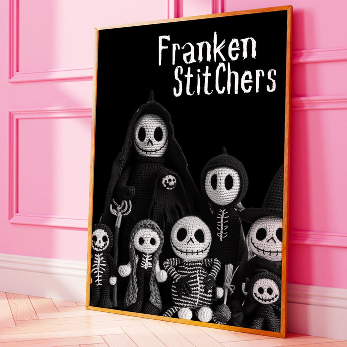 Crochet Lovers Halloween inspiration wall art cute halloween print black white spooky halloween decor funny digital download