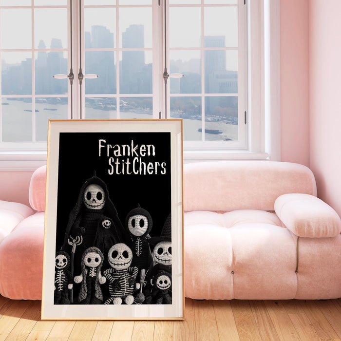 Crochet Lovers Halloween inspiration wall art cute halloween print black white spooky halloween decor funny digital download